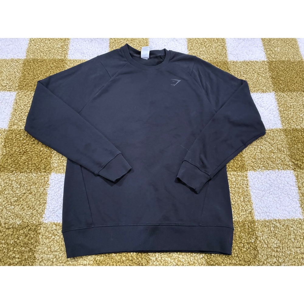 Gymshark Mens Black Crewneck Sweatshirt Raglan Graphic Pullover A1A5R Size M